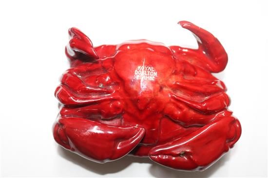 A Doulton flambe crab